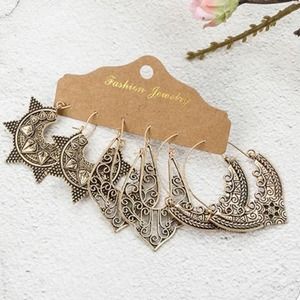 B2G1 3 Pair Set Tribal Bohemian Dangle Earrings